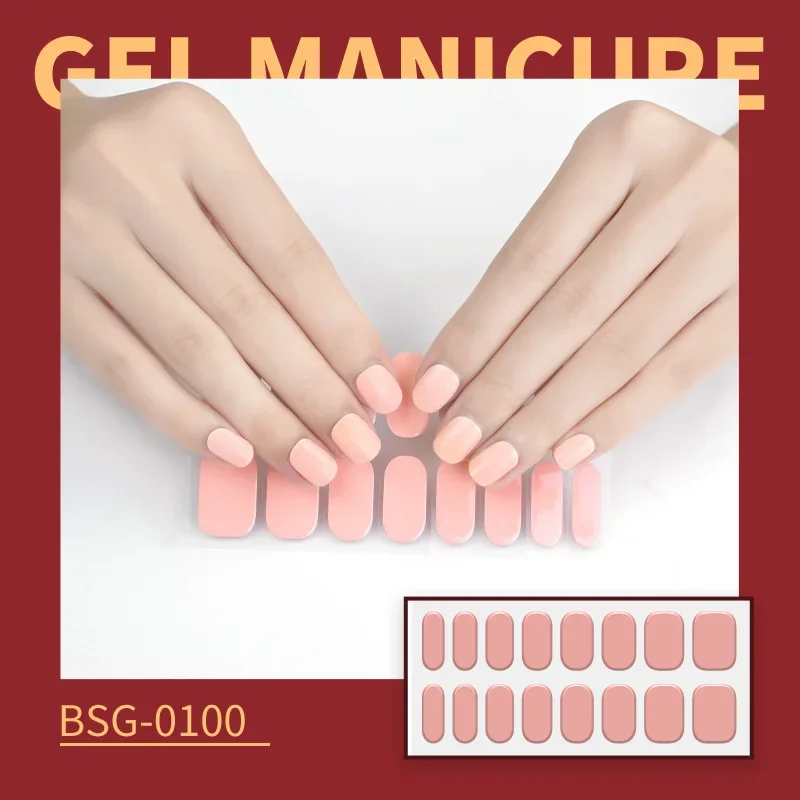 16 Strips Gel Nail Wraps Nieuwe Semi-Uitgeharde Gel Nagelstickers Volledige Cover Nagel Decals Uv Lamp Vereist Zwangere Vrouwen Beschikbaar