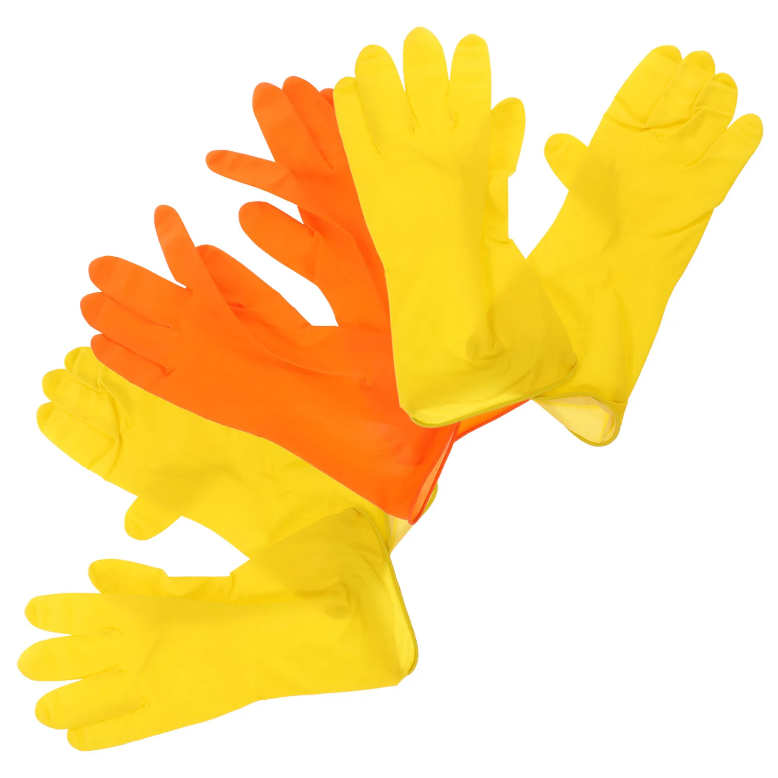 

3Pairs Latex Cleaning Gloves Reusable Dishwashing Mitts Oil Stain Resistant Long Cuffs Household Kitchen Cleaning Gloves Large
