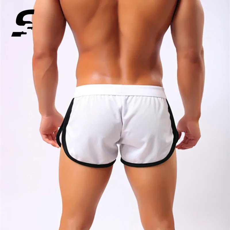 Summer Swimsuit Men Comfortable Gym Athletic Shorts Men\'s Swimwear Swimming Stitching Color Beach Swimming Quick Dry Shorts