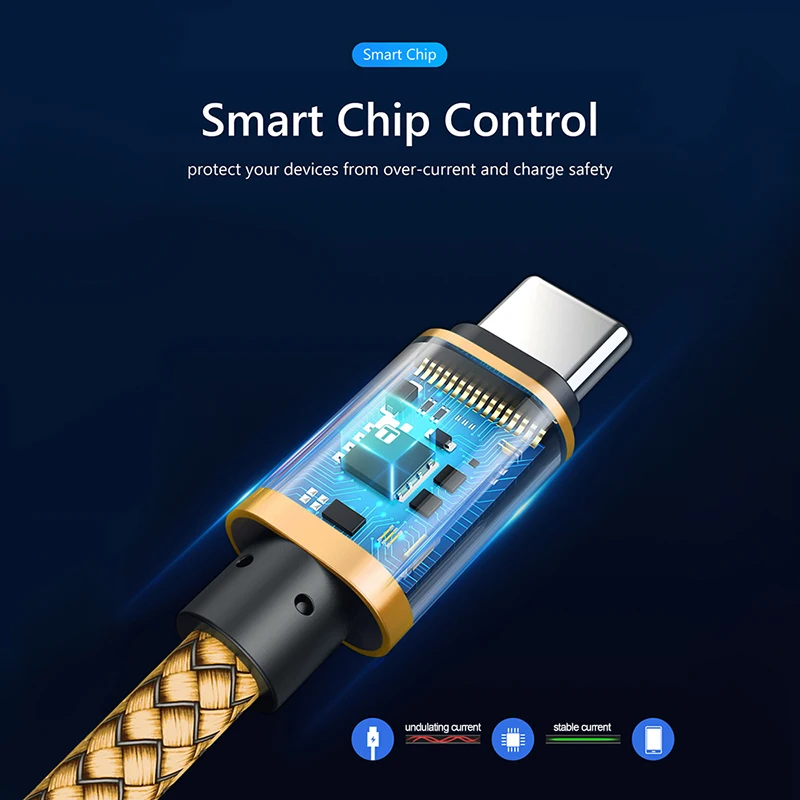 USB A auf Typ C Ladekabel Schnellladegerät Nylon Datenkabel für iPhone Android Huawei Samsung TypeC Ladegerät 1M 2M 3M – Detail 2