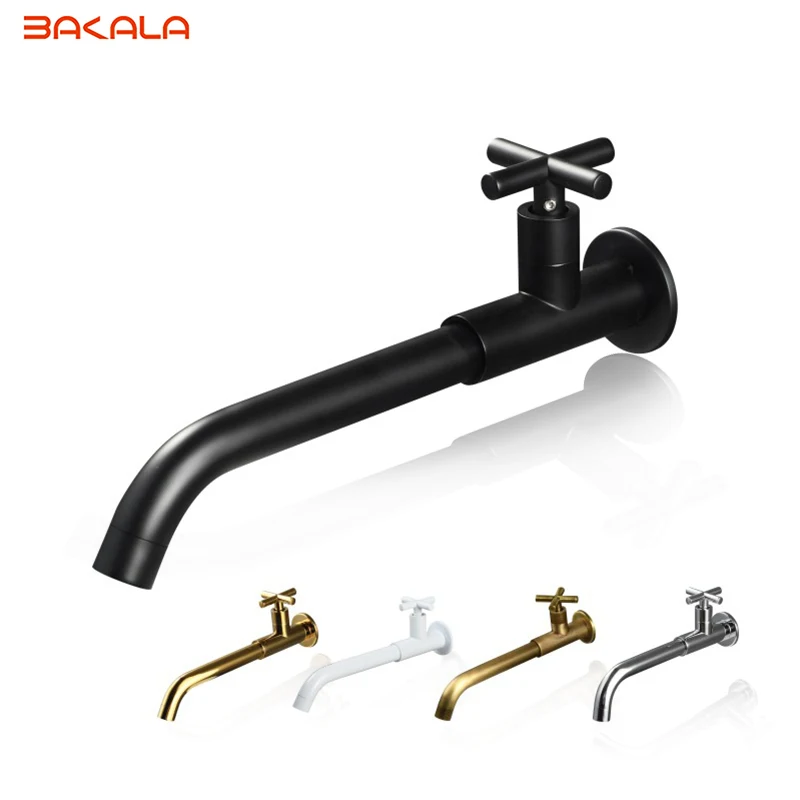 BAKALA Chrome Nickel Black Brass Pot Filler Faucet Wall Mounted Kitchen Faucet Single Cold Single Hole Tap Rotate Spout