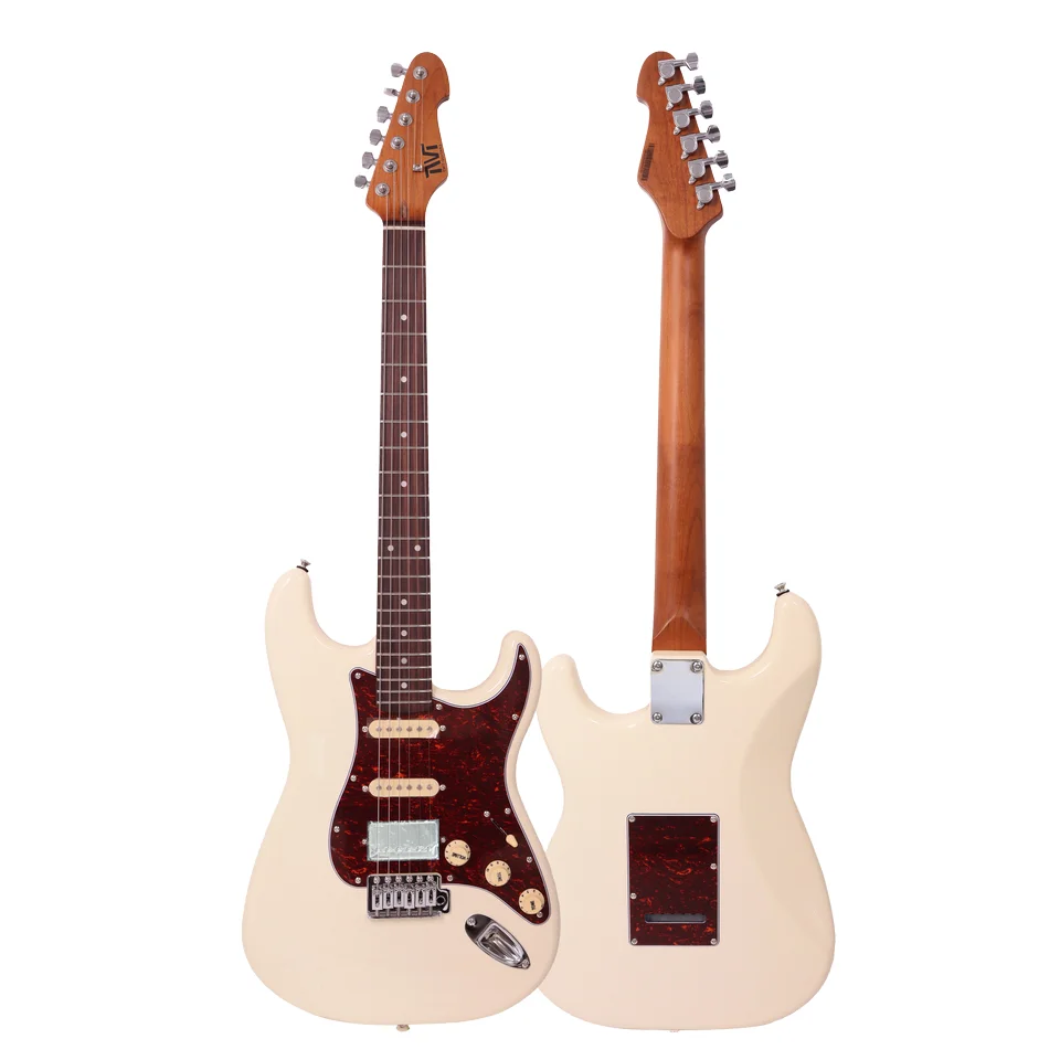 جيتار كهربائي موديل ST عالي الجودة لعام 2025 برقبة من خشب القيقب المحمص باللون الكريمي مع لوحة فريتس من خشب الورد SSH بسعر #1