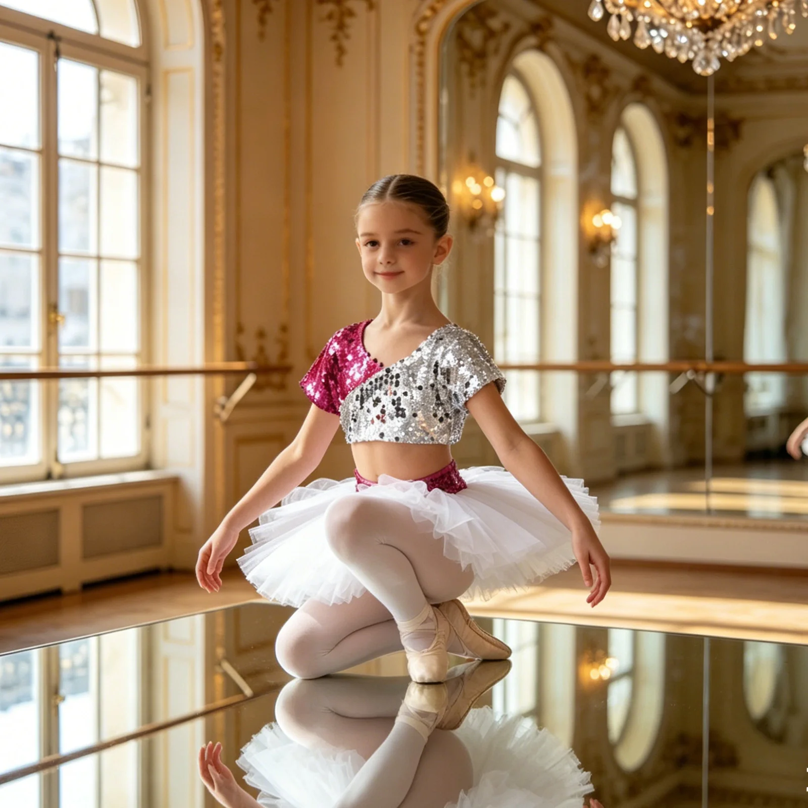 Kids Girls Jazz Hip-hop Costumes Studio Model Catwalk Host Fashion Sequined Suit Children's Shelves Drums Cheerleading Top Skirt