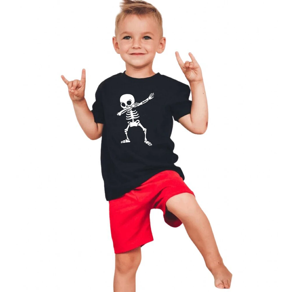 Boys Halloween t Shirt Dabbing Skeleton Shirt Kids toddler Halloween Shirt Boys Halloween Sweatshirt tops tees gift shirt