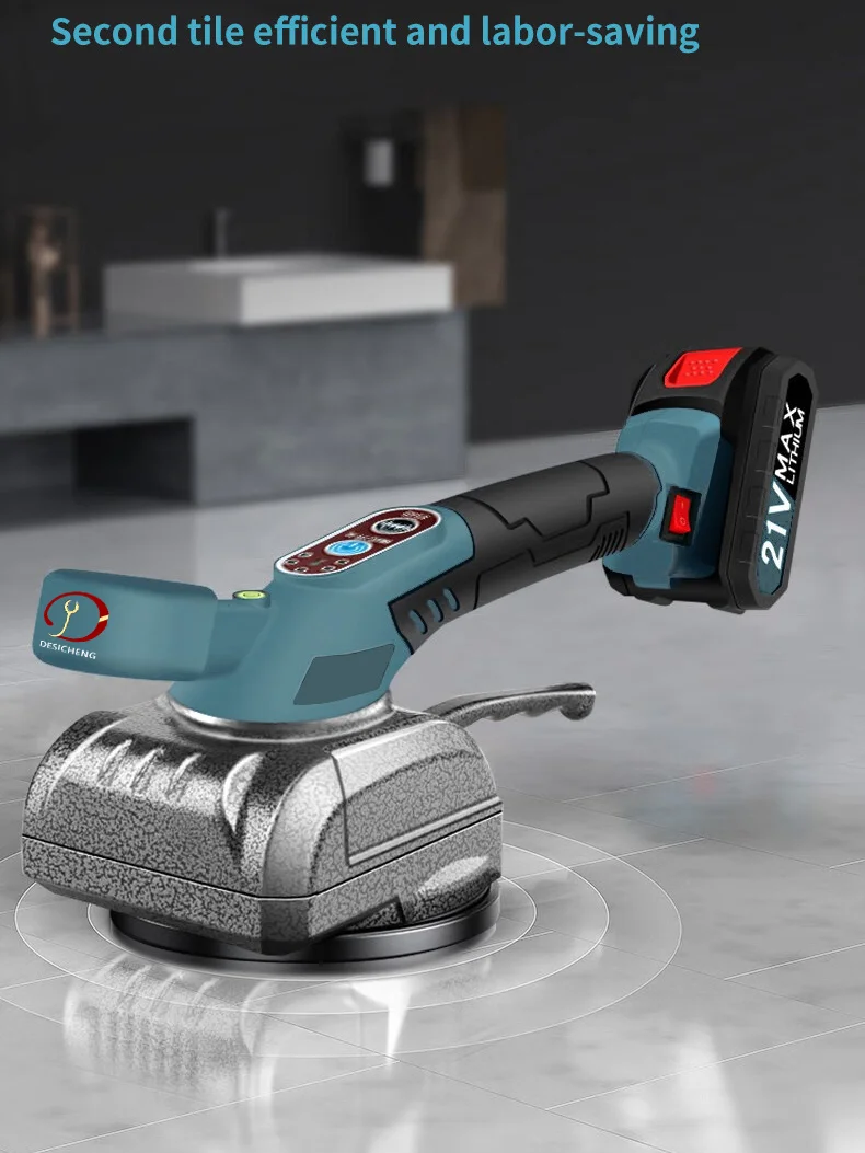 Professional 21v Lithium Battery Powered Cordless Tile Laying Machine With Adjustable Vibration For Floor And Wall Tiles