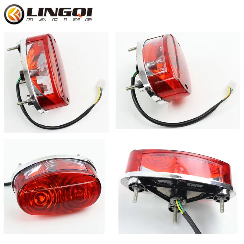 LING QI Motorcycle Rear Brake Round Taillight Plastic Red Running Tail Light Lamp For ATV Dune Buggy Pit Dirt Bike Accessories