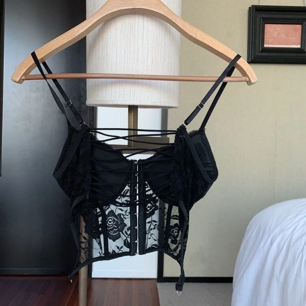 Dünne Mode rücken freie Weste sexy Spitze ärmellose Weste Vintage Korsett