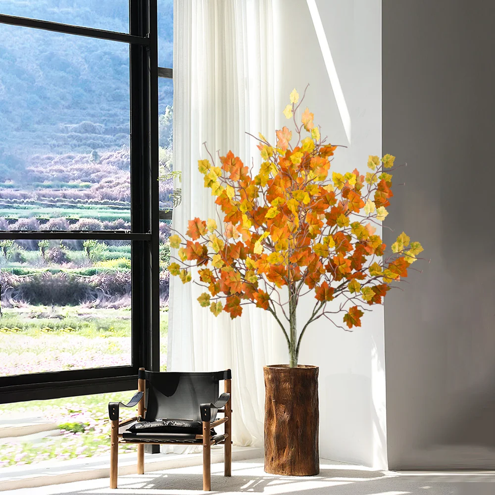 40-60cm künstlicher Ahorn baum gefälschte Herbst blätter tropische Pflanzen Seide Ahornblätter Zweig für Erntefest Halloween Dekor – Detail 3