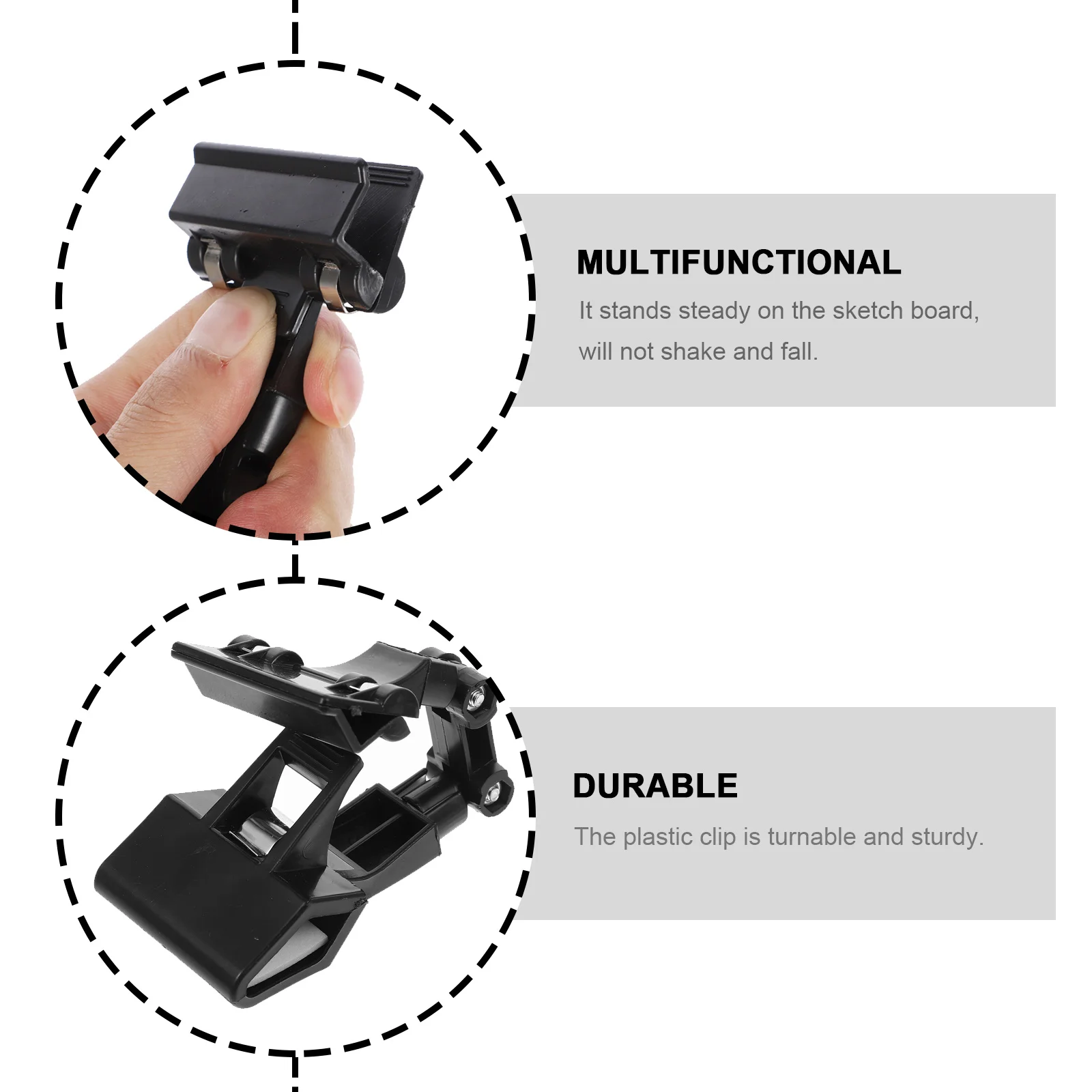 

2pcs Double Head Stand Sturdy Turnable Plastic Sketch Clip For Drawing Painting Message Holder Photo Clip Office School Art