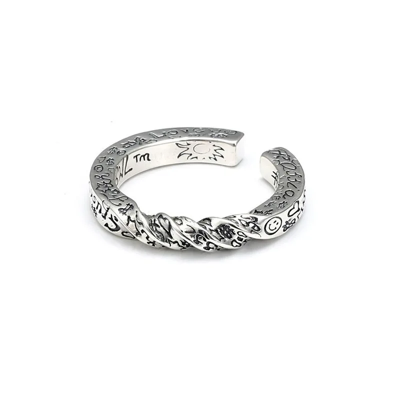 2023 New Arrival Retro Style Twist Graffiti Thai Silver Ladies Party Ring Jewelry For Women Wholesale Gifts Never Fade