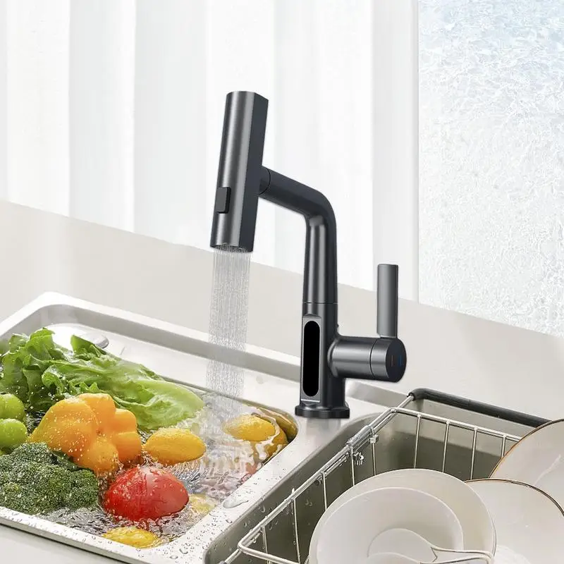 

Bathroom Rotatable Faucet Digital Display Leak-Proof Faucet Wear-Resistant Faucet With Multiple Modes Multifunctional Faucet For