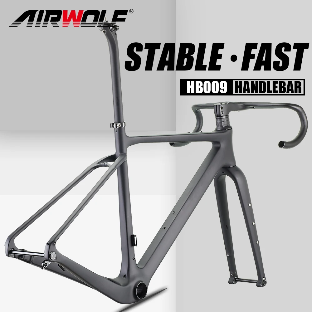 AIRWOLF Carbon Gravel Frame Bicycle 700C Framework Disc Brake 700C*45C Cyclecross Parts ROAD Cycling BB386 Custom Paint