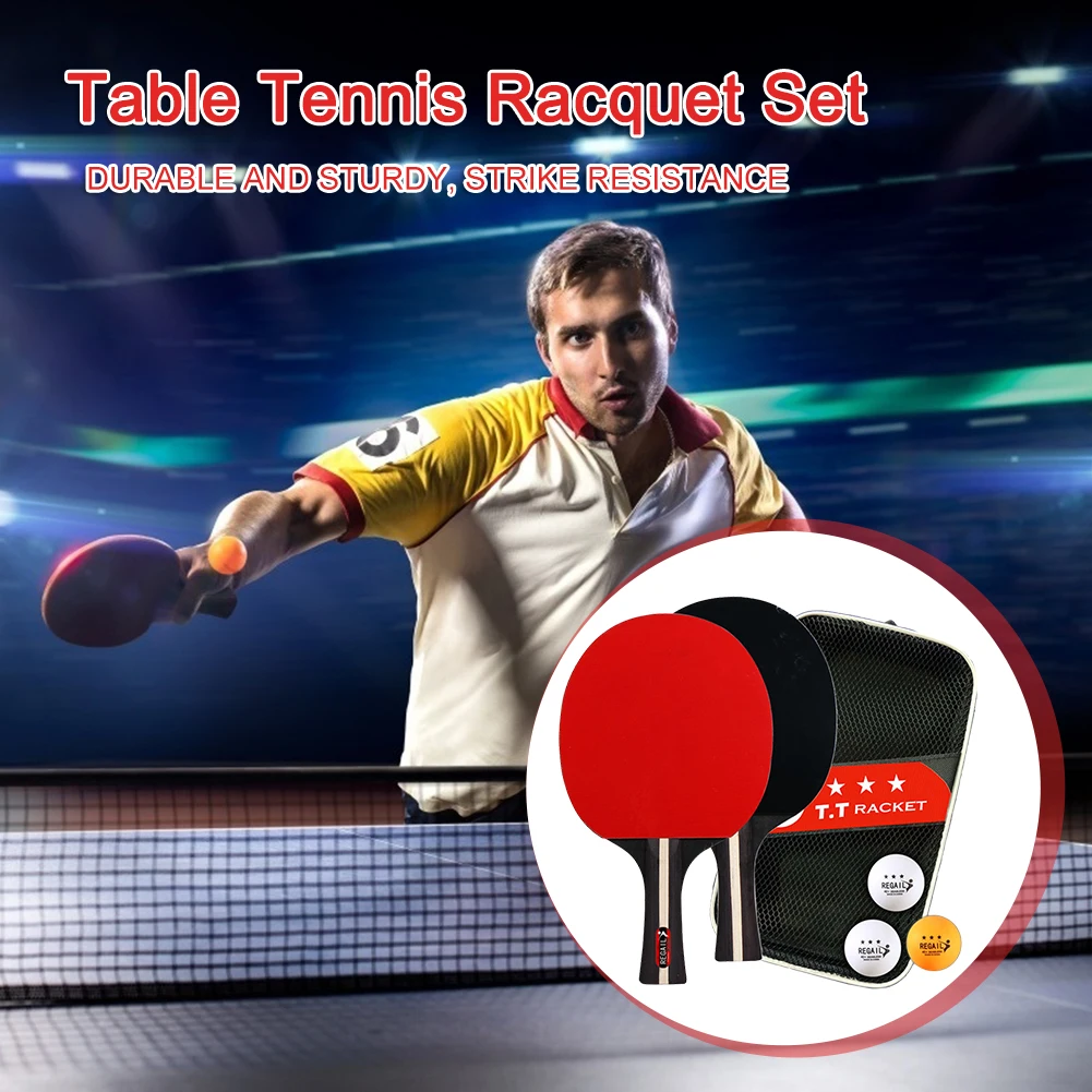 Ping Pong Racket 2 Rackets & 3 Balls Ping Pong Paddles Set Professional 2 Player Ping Pong Set with Bag for Advanced Training