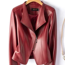 2023 moda moto giacca in pelle donna primavera e autunno rivetto cappotto corto cappotti Slim Large size 4XL
