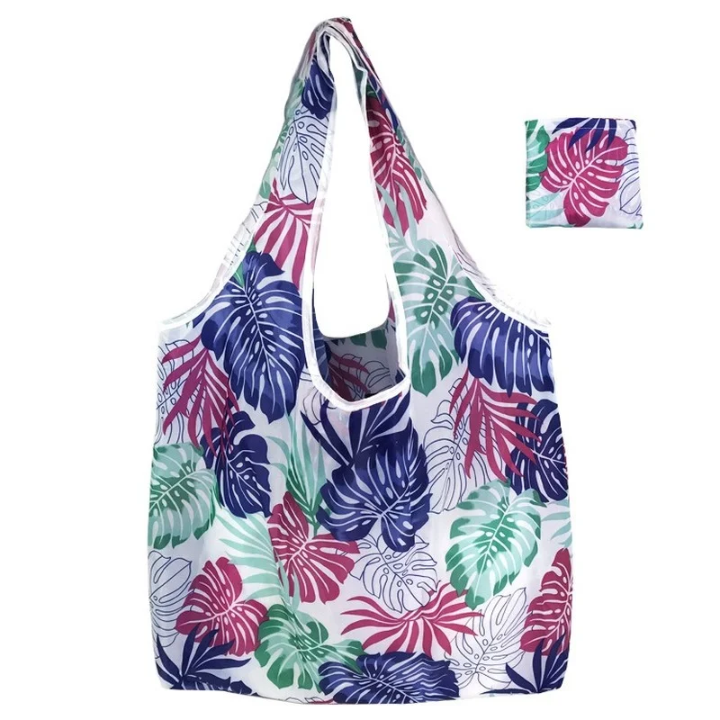 Fashion Reusable Shopping Flower Bag Foldable Shopper Tote Bag Eco Shopping Portable Shoulder Bag Large Handbag Folding Pouch