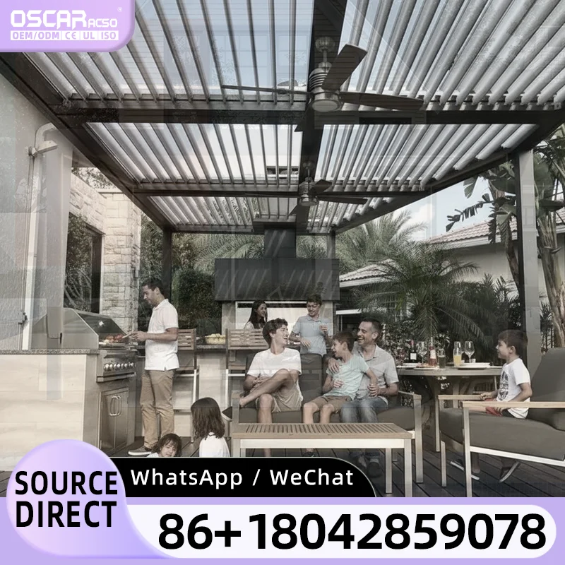 Waterproof Remote Controlled Electric Aluminum Outdoor Shade Structure for Garden Patio Balcony pergola