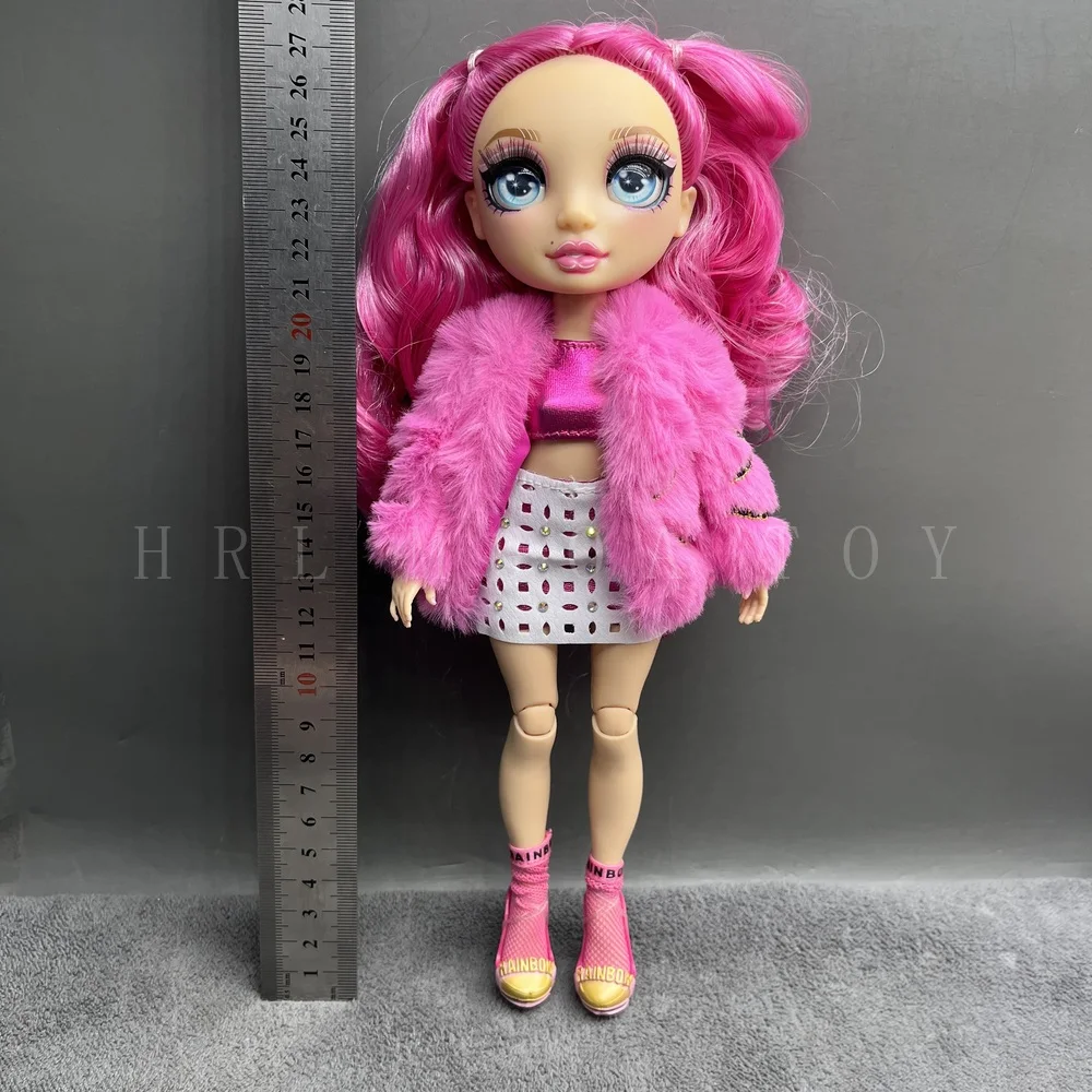 Original 28cm Rainbow Big Sister Fashion Dress up Doll Small Fragrant Fur Style Clothes Girl Holiday Gift Toy