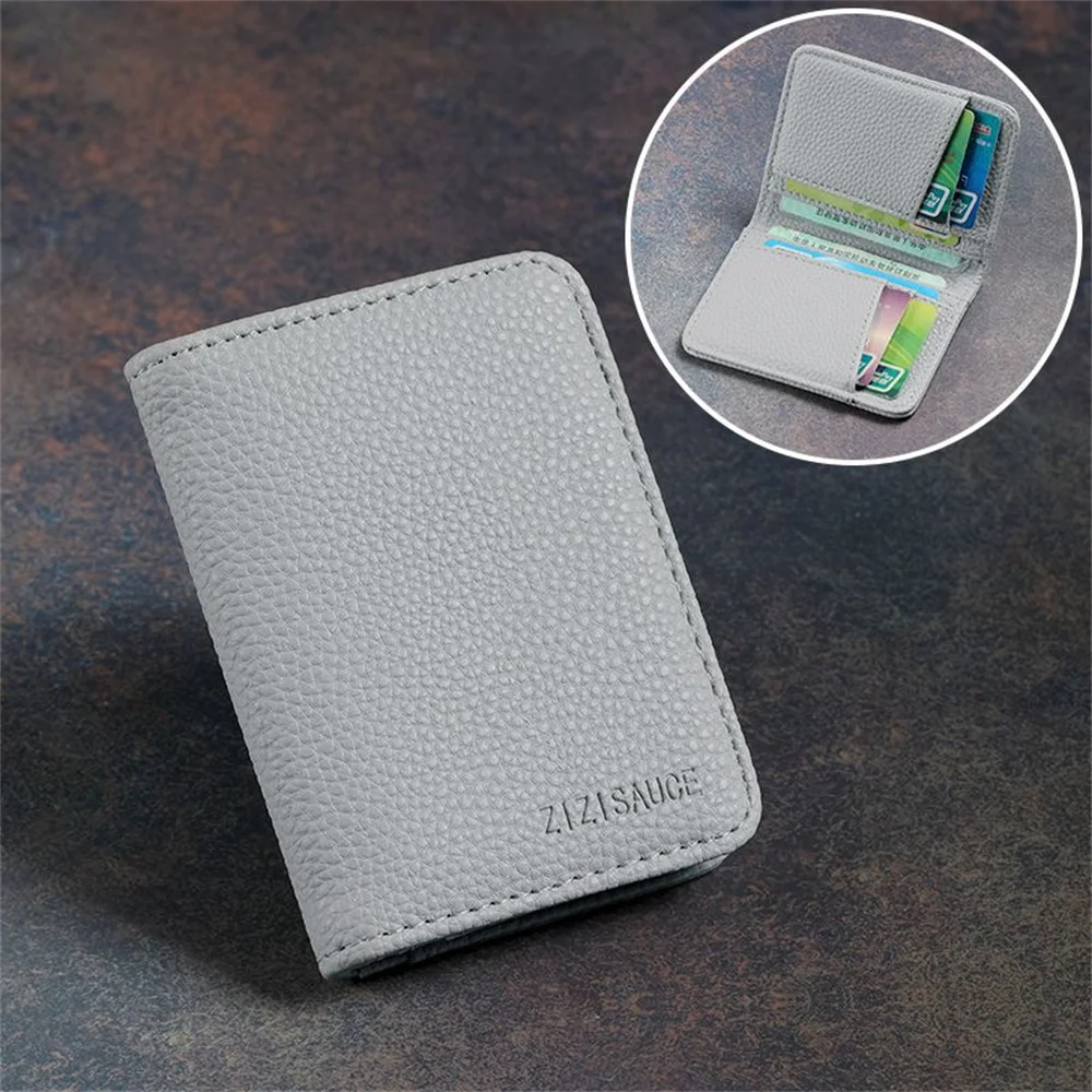 Multi-card Slot Solid Color Portable Leather Card Case Universal Bank Card Credit Card ID Bus Card Holder Travel Card Organizer