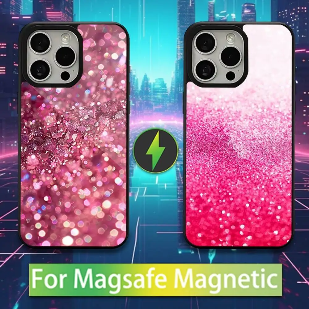 

Dazzling Pink Glitter Phone Case For iPhone 16,15,17,14,13,12,11,Pro,Max,Plus,Mini,Magsafe,Magnetic Wireless Charging Case