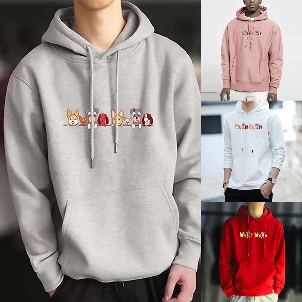 

Men Casual Cartoon Print Sweatshirt Female Streetwear Draw String Clothes Hooded Pocket Casual Harajuku Hoodies Long Sleeve Tops