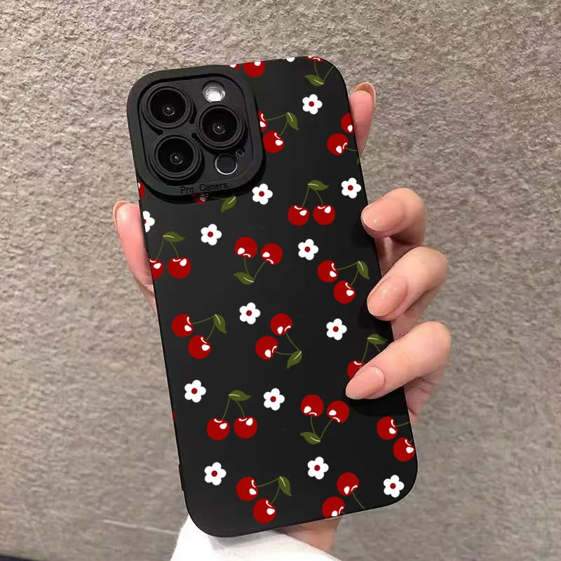 Чехол для телефона iPhone 16 Pro Max 16E 15 14 13 12 11 7 8 Plus XS Max XR X Cherry Daisy Flower Pattern Мягкий силиконовый чехол Fundas Чехол для телефона iPhone 16 Pro Max 16E 15 14 13 12 11 7 8 Plus XS Max XR X Cherry Daisy Flower Pattern Мягкий силиконовый чехол Fundas