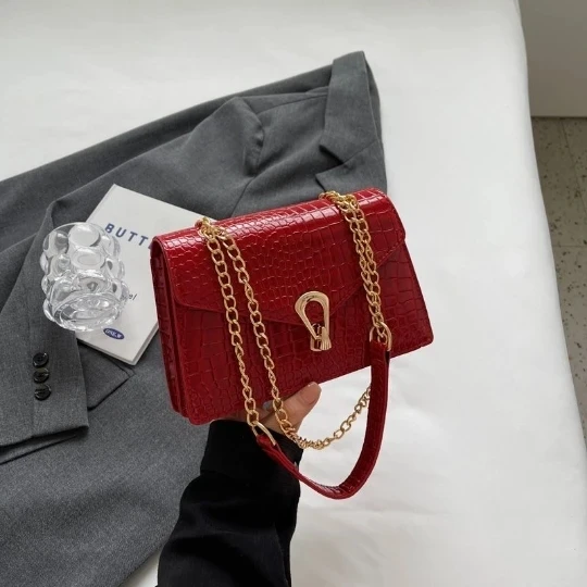 NEW Red OL Woman Handbag 2024 Luxury Trend Women Girl Shoulder bag Bright PVC Crossbody PU Purses Women's Leather Tote bag