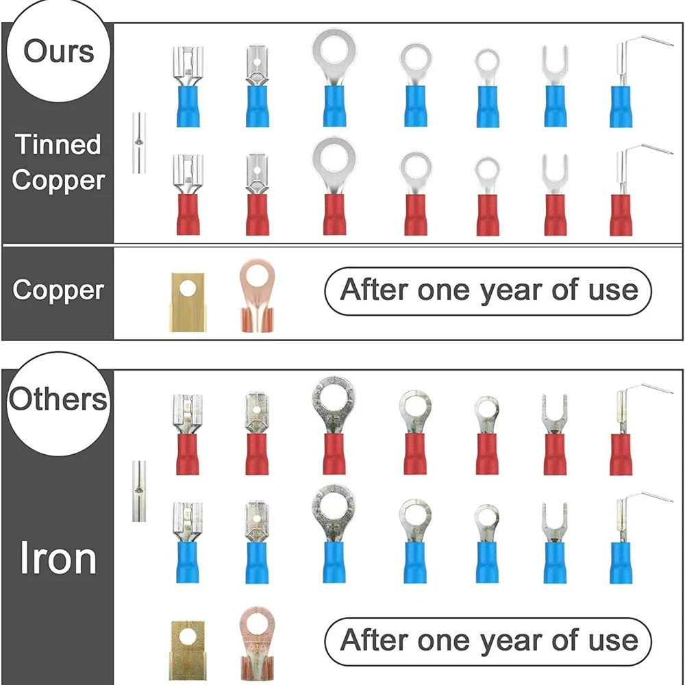 328-678Pcs Heat Shrink Tube Sleeving Set Car Electrical Wire Terminals Insulated Crimp Connectors Spade Set Kit with Plastic Box