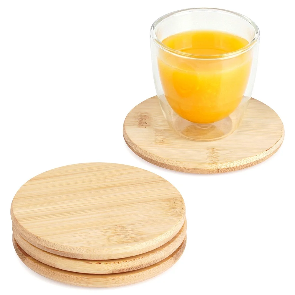 9,5 cm bamboe onderzetters 4 stuks