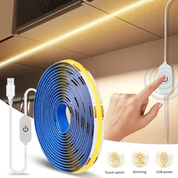 1M 2M 3M 5V USB COB LED Light Strip Touch Linear Dimming Flexible Diode Tape Oświetlenie wewnętrzne TV Mirror Backlight Room Decor