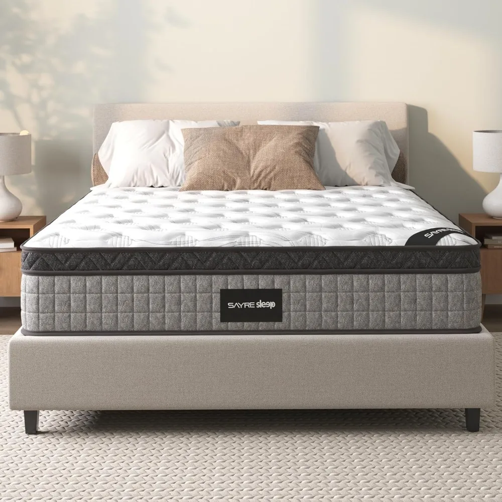 12” Diamond Innerspring Hybrid and Cooling Gel Memory Foam Mattress, Pressure Relief, and Motion Isolation