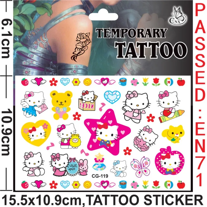 Pegatinas de tatuaje de Hello kitty para niños y niñas, calcomanías de dibujos animados de Sanrio al azar, 2 piezas, impermeables, regalo de