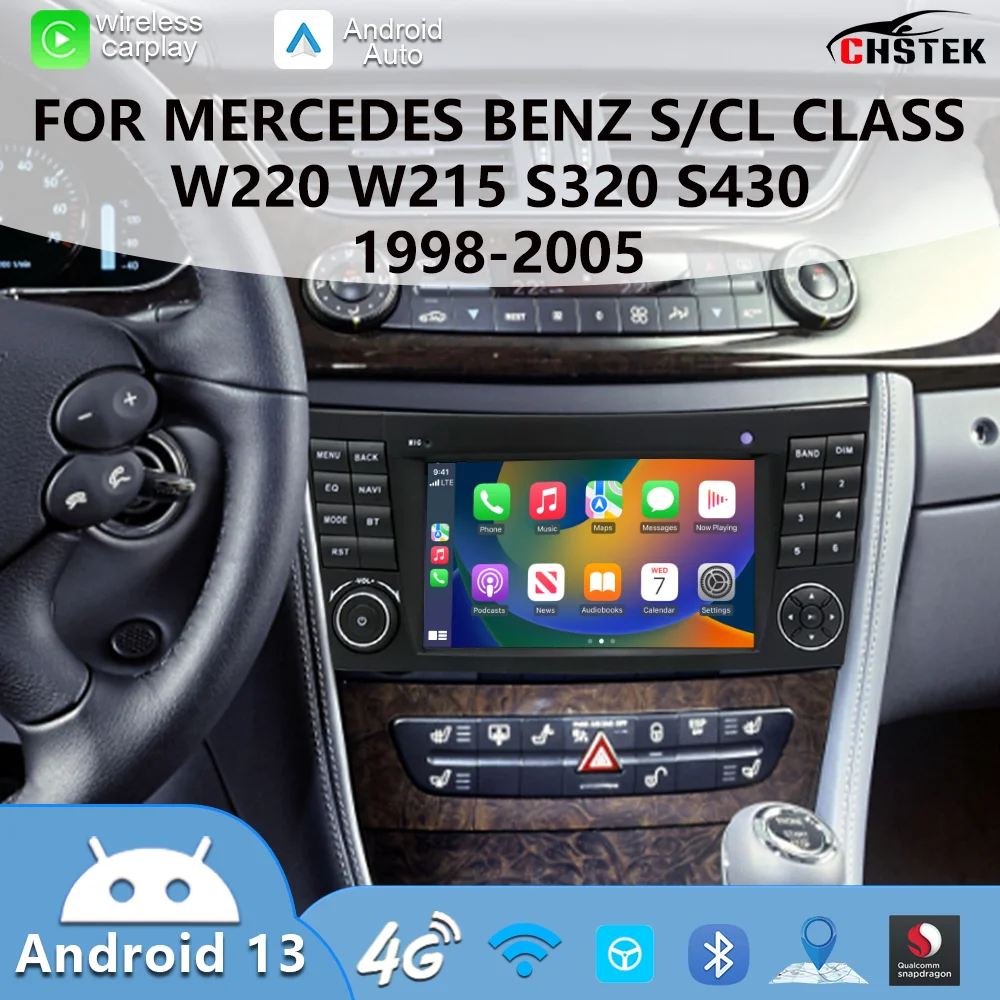 

Мультимедийная система CHSTEK для Mercedes E-Class W211 CLS W219 E200-E280 CLS350-550 2000-2010 с беспроводным CarPlay, навигацией, BT, WIFI, 4G, GPS
