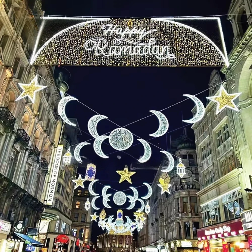 

New Year's Decor Christmas Star Light Decorations Waterproof Hanging Led Cross Street Lighting Motif Light for Festive Displays