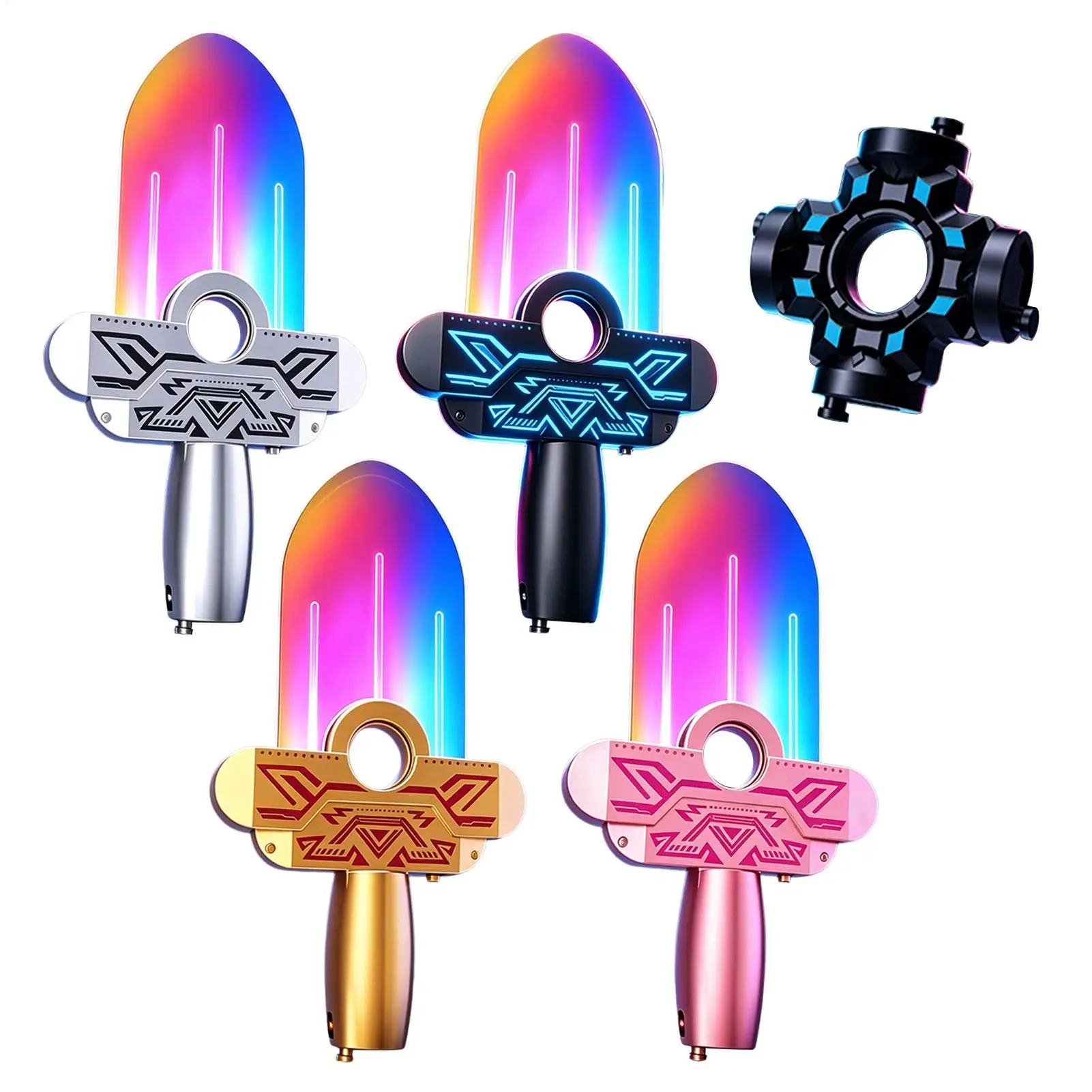 Light Spinner 4 Pieces LED Color Changing USB Rechargeable Toy Light Up Handheld Spinner Fidget for Christmas Party Prop Gift