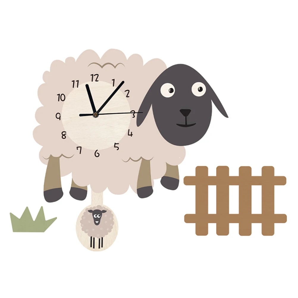 

Creative Cartoon Swinging Sheep Wall Clock Nordic Artistic Lovely Animal Decor