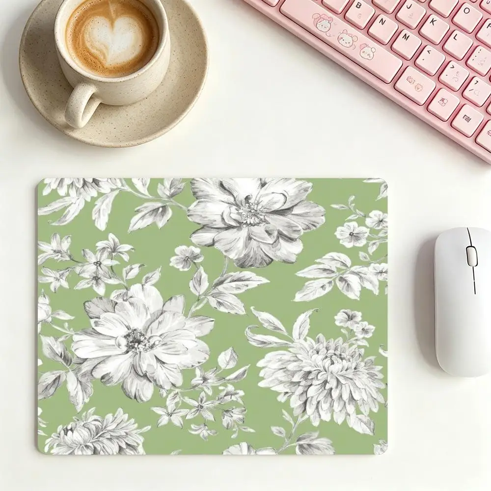 Dark Background Classic Floral Still Life Pattern Desk Mat, Non Slip Rubber Base High Definition Printing Gaming Mouse Pad
