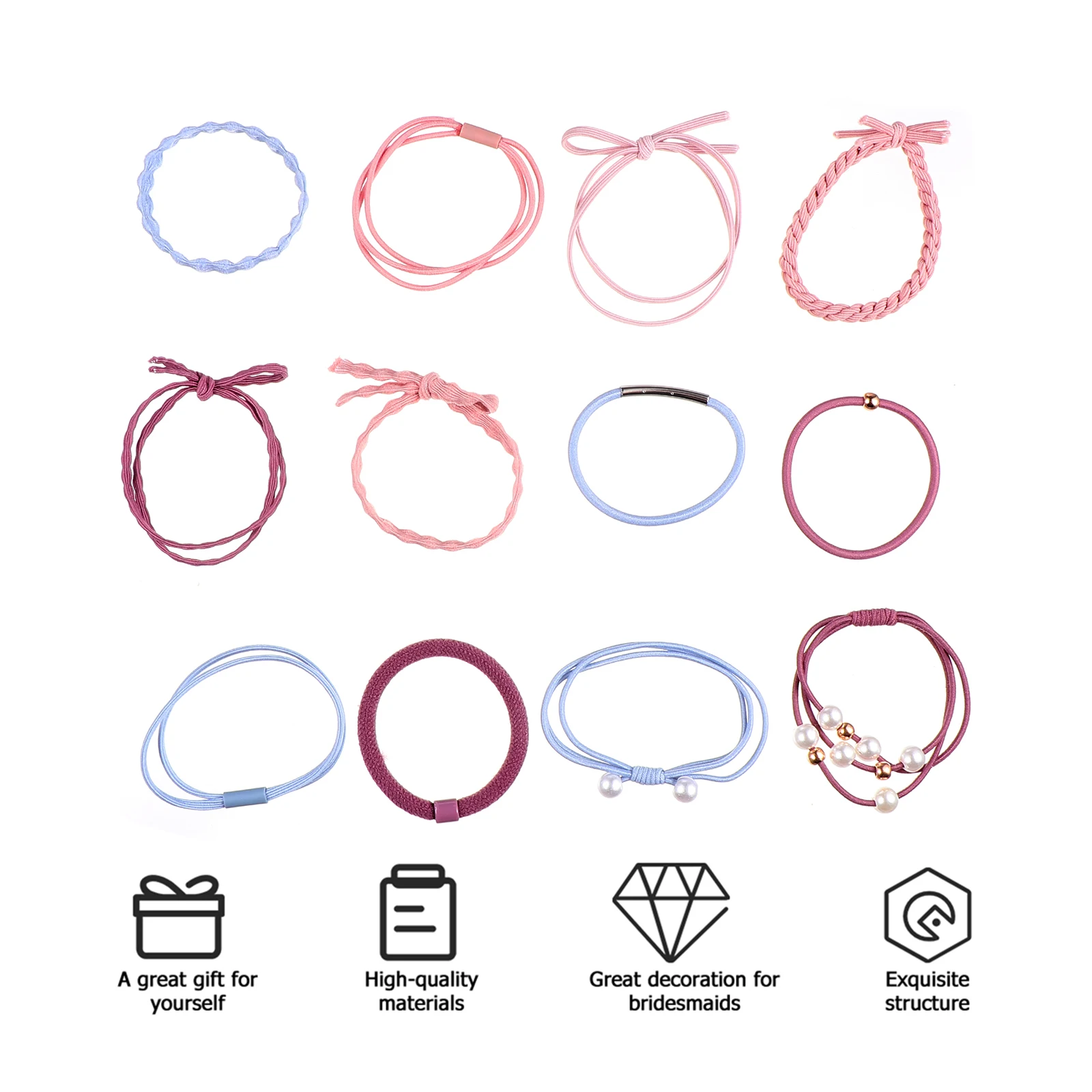 

Fashionable Hair Scrunchies Hair Ties Set For Casual And Party Wear