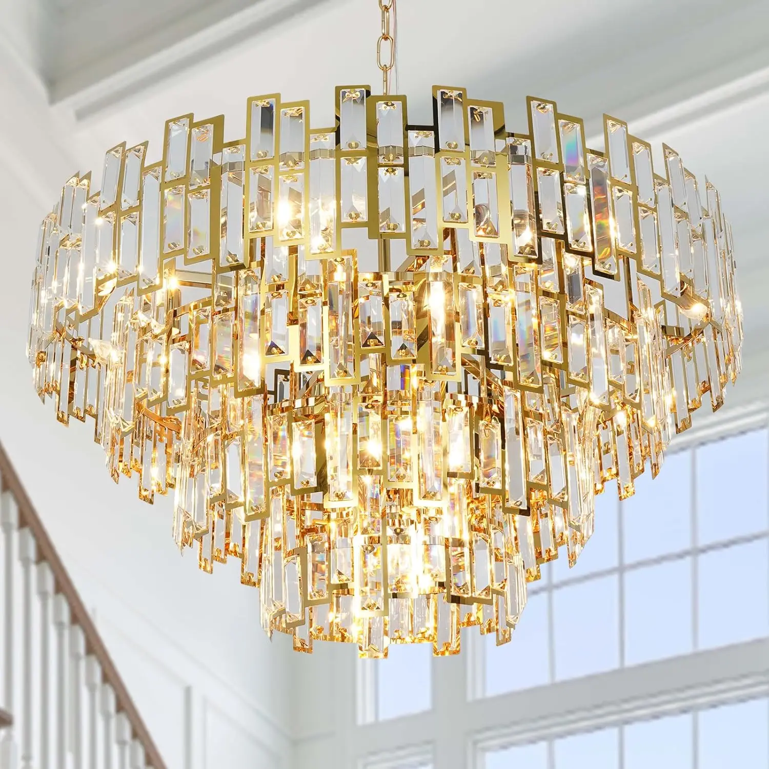 

Modern Gold Crystal Chandelier Lighting For Dining Rooms Kids Bedroom Foyer Entryway Ceiling Hanging Pendant Light Fixture