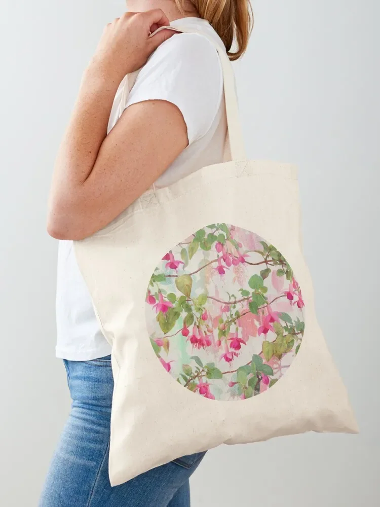 Rainbow Fuchsia Floral Pattern Tote Bag Women's tote bag Shopper handbag canvas tote bags