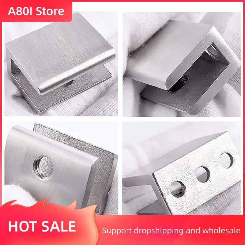 

A80I 8Pcs Adjustable 304 Stainless Steel Glass Shelf Brackets Glass Clip Clamp Support 0.23 - 0.35Inch Brushed Finished