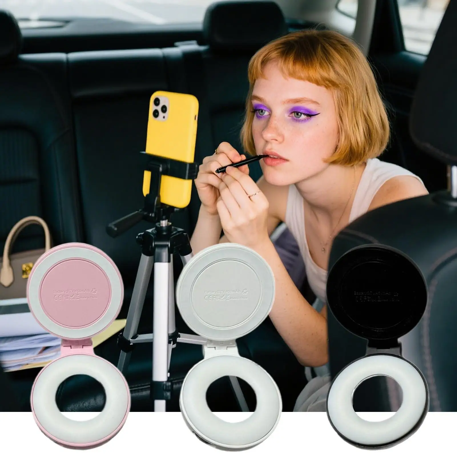 

Phone Selfie Light Magnetic Portable Phone Light 360 Degree Adjustable Lamp with Mirror for Conference Video Recording Makeup