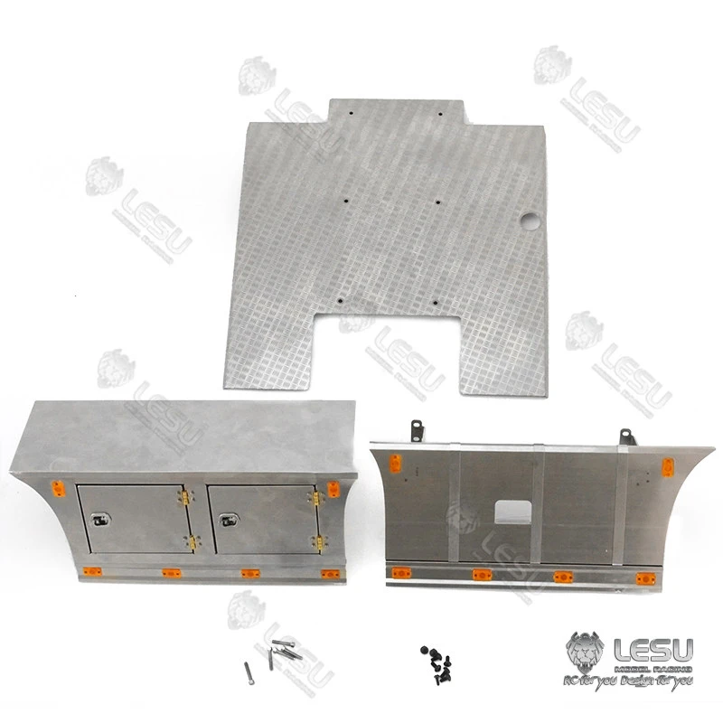 RC 1/14 LESU Metall-Seitenschwellerplatte mit Licht-Werkzeugkasten für Tamiya Hydraulikbagger, Lader, Muldenkipper, für VOLVO Kipper DIY-Teile – Detail 8
