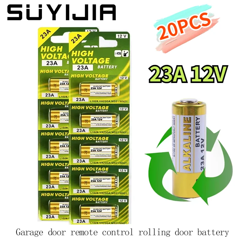 

20PCS Dry Cell 12V Alkaline Battery 23A E23A A23 23GA A23S GP23A V23GA MS21 LRV08 For Doorbell Garage door remote Roller shutter