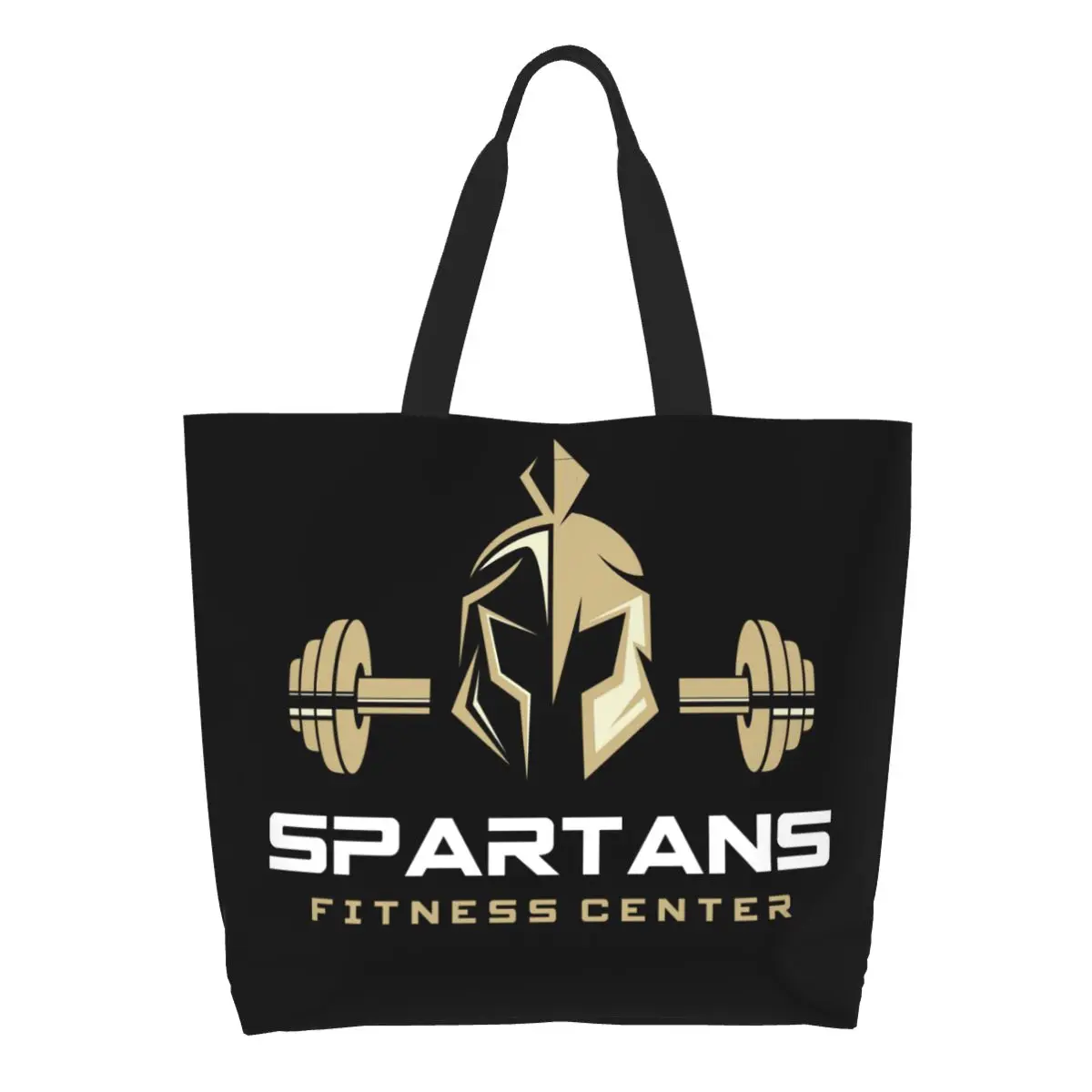 Custom GYM Spartan Fitness Shopping Canvas Bag Women Durable Big Capacity Groceries Tote Shopper Bags