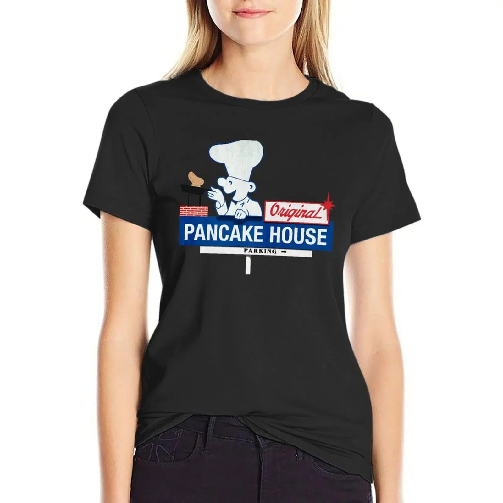 

The Original Pancake House Breakfast Restaurant's Marquee From First California Location T-Shirt graphics Women's t-shirt