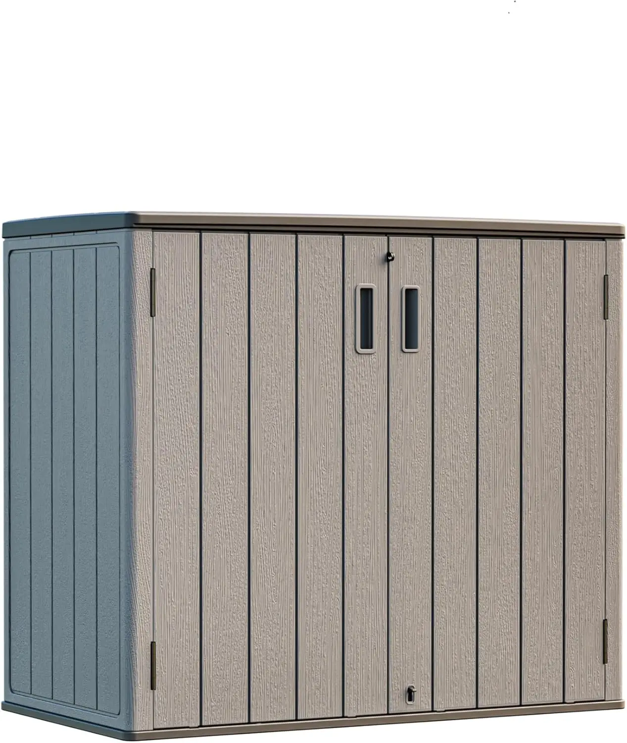 Outdoor Storage Shed Weather Resistance, Patio Storage Cabinet Lockable Resin Tool Shed for Storage of Bike, Trash Cans, Garden