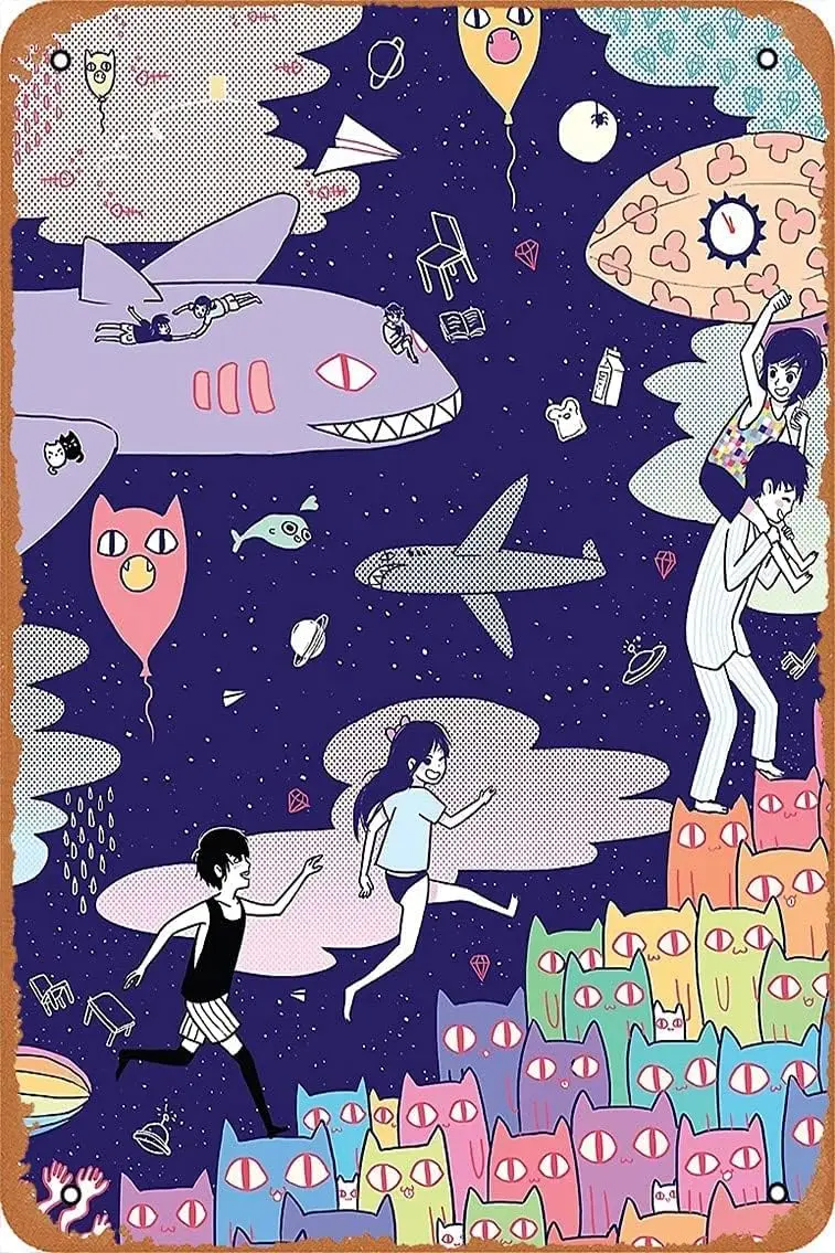 علامات معدنية - علامة Omori Omocats الرجعية خمر معدن القصدير لهدايا ديكور المنزل بار حانة المرآب #1