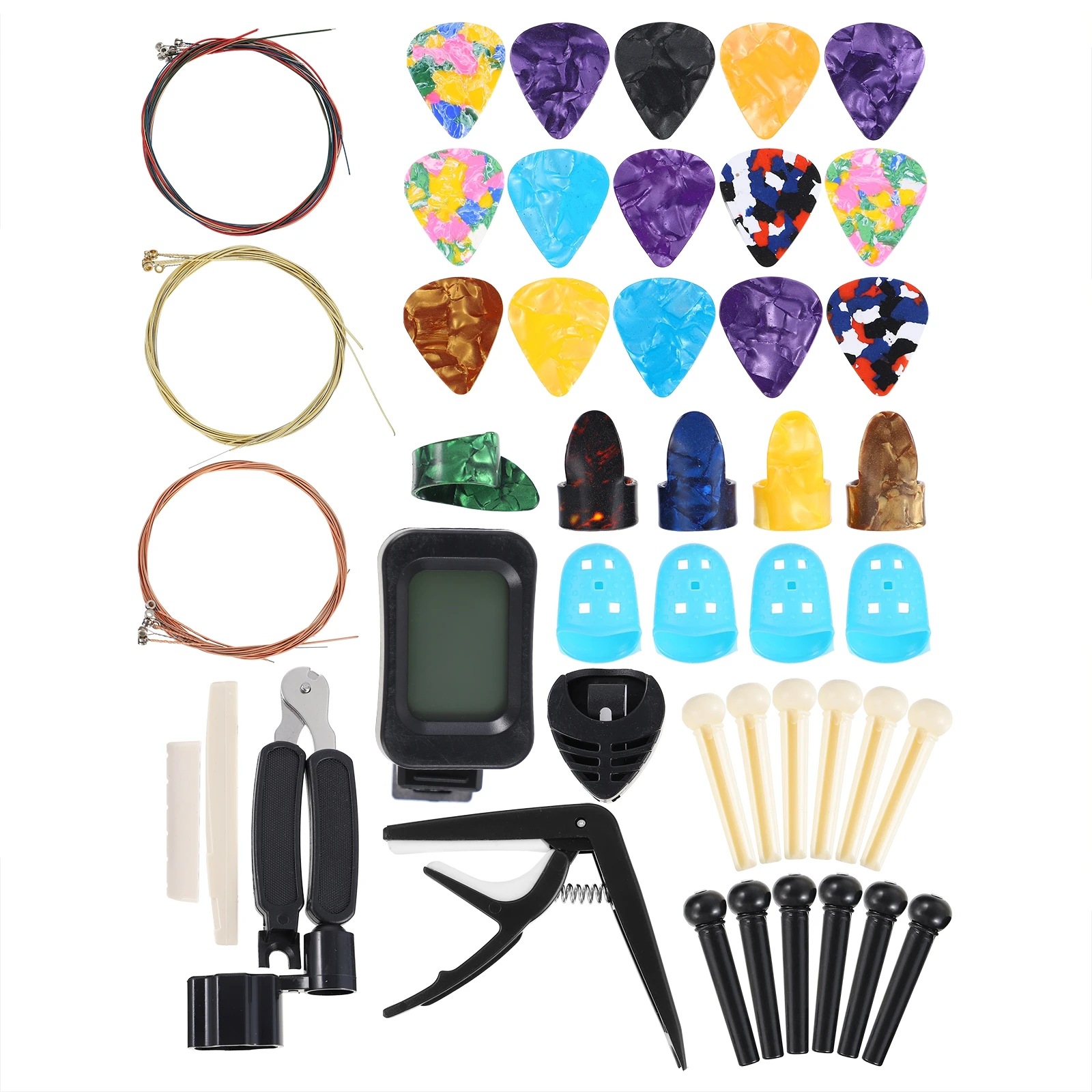 

Guitar Strings Changing Kit Durable Repair Tools Plastic Alloy Guitar Picks Cutters Bridge Pins Saddle Nut Accessories Fully