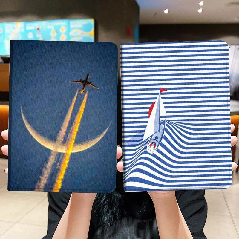 

Art Airplane Ship Pattern For Honor Pad 8 V8 9 GT MagicPad 13 3 2 Tab MatePad Pro Air 12 X 12.6 Foldable Tablet Case Gift