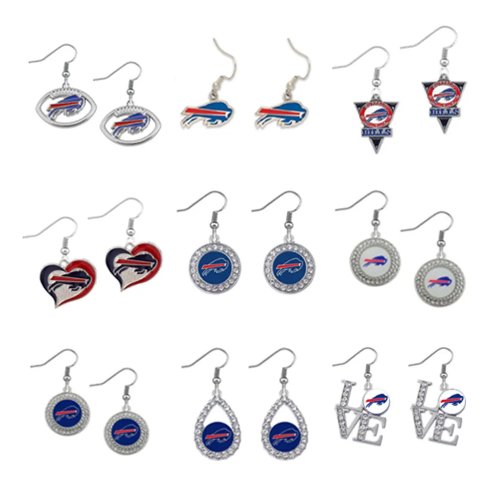 14 Style Football Rugby Buffalo City Sport Charms Dangle Earrings For Woman Fashion Jewelry Gifts 10pairs